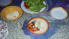 beth's pasta and home-grown salad
